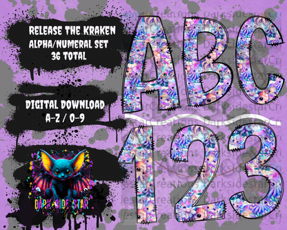 Release The Kraken ALPHA/NUMERAL DIGITAL CREATIONS SET PNG/SVG