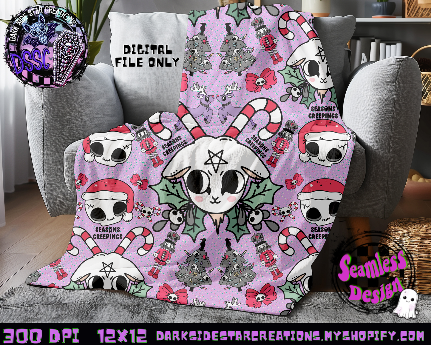 Seasons Creepings Seamless Design PNG | 300 DPI | 12X12 | Seamless | PNG | Digital Files Only (3 Sizes Included)