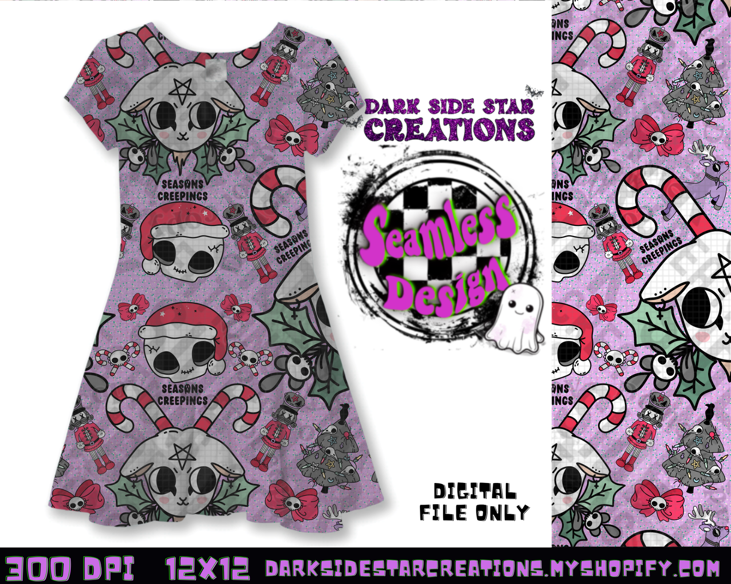 Seasons Creepings Seamless Design PNG | 300 DPI | 12X12 | Seamless | PNG | Digital Files Only (3 Sizes Included)