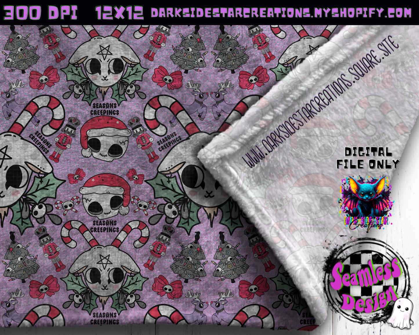 Seasons Creepings Seamless Design PNG | 300 DPI | 12X12 | Seamless | PNG | Digital Files Only (3 Sizes Included)