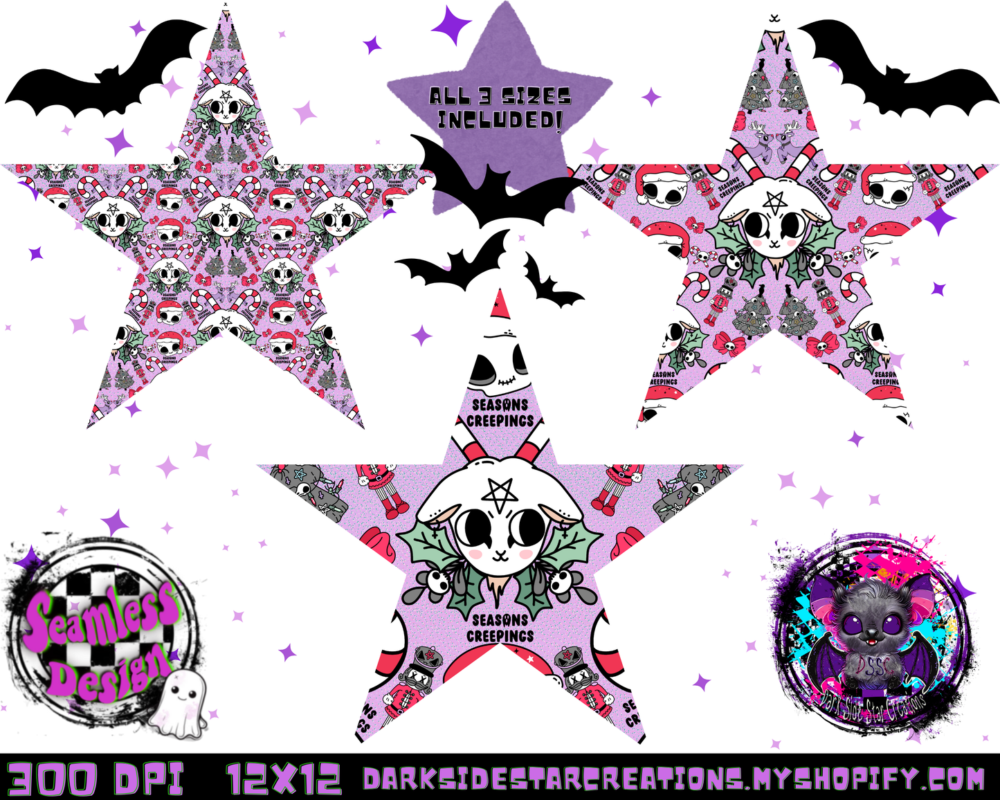 Seasons Creepings Seamless Design PNG | 300 DPI | 12X12 | Seamless | PNG | Digital Files Only (3 Sizes Included)