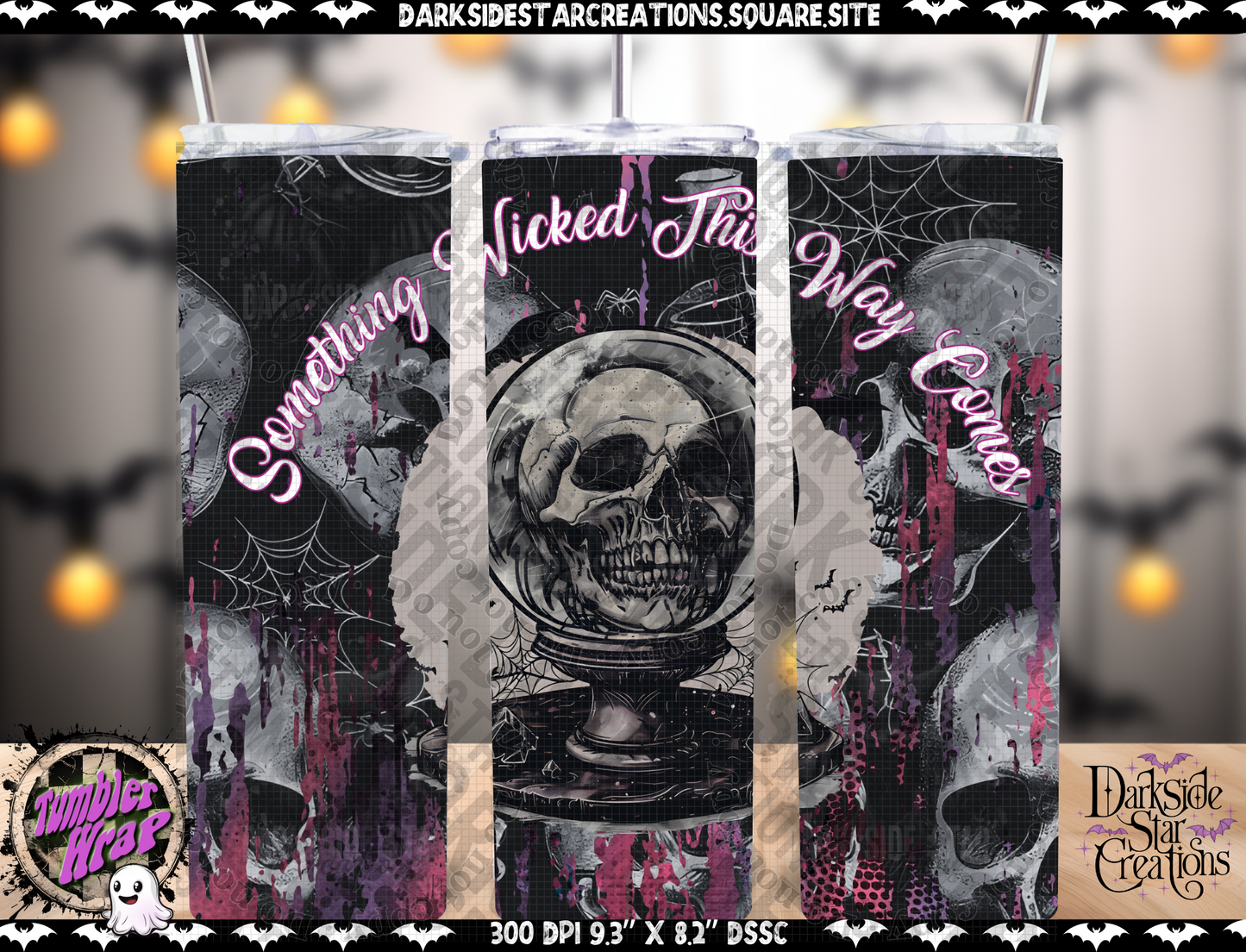 Something WIcked This Way Comes Tumbler Wrap Design PNG | 300 DPI | Tumbler Wrap | PNG | Digital Files Only (1)
