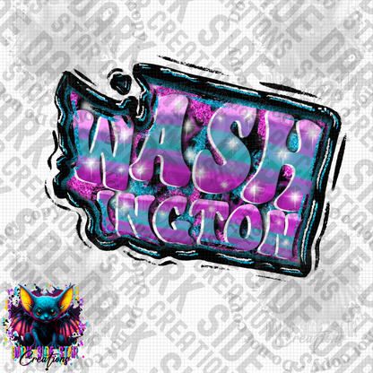 Funky Color Washington State Shape PNG | 300 DPI | PNG | Digital Files Only (1)