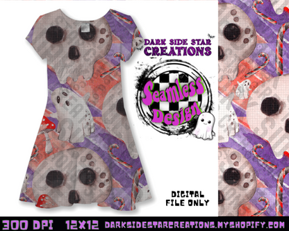 Watercolor Creepmas Seamless Design PNG | 300 DPI | 12X12 | Seamless | PNG | Digital Files Only (3 Sizes Included)
