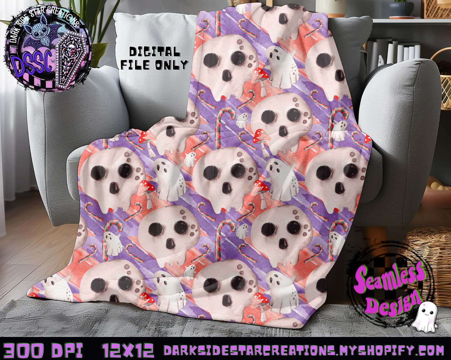 Watercolor Creepmas Seamless Design PNG | 300 DPI | 12X12 | Seamless | PNG | Digital Files Only (3 Sizes Included)