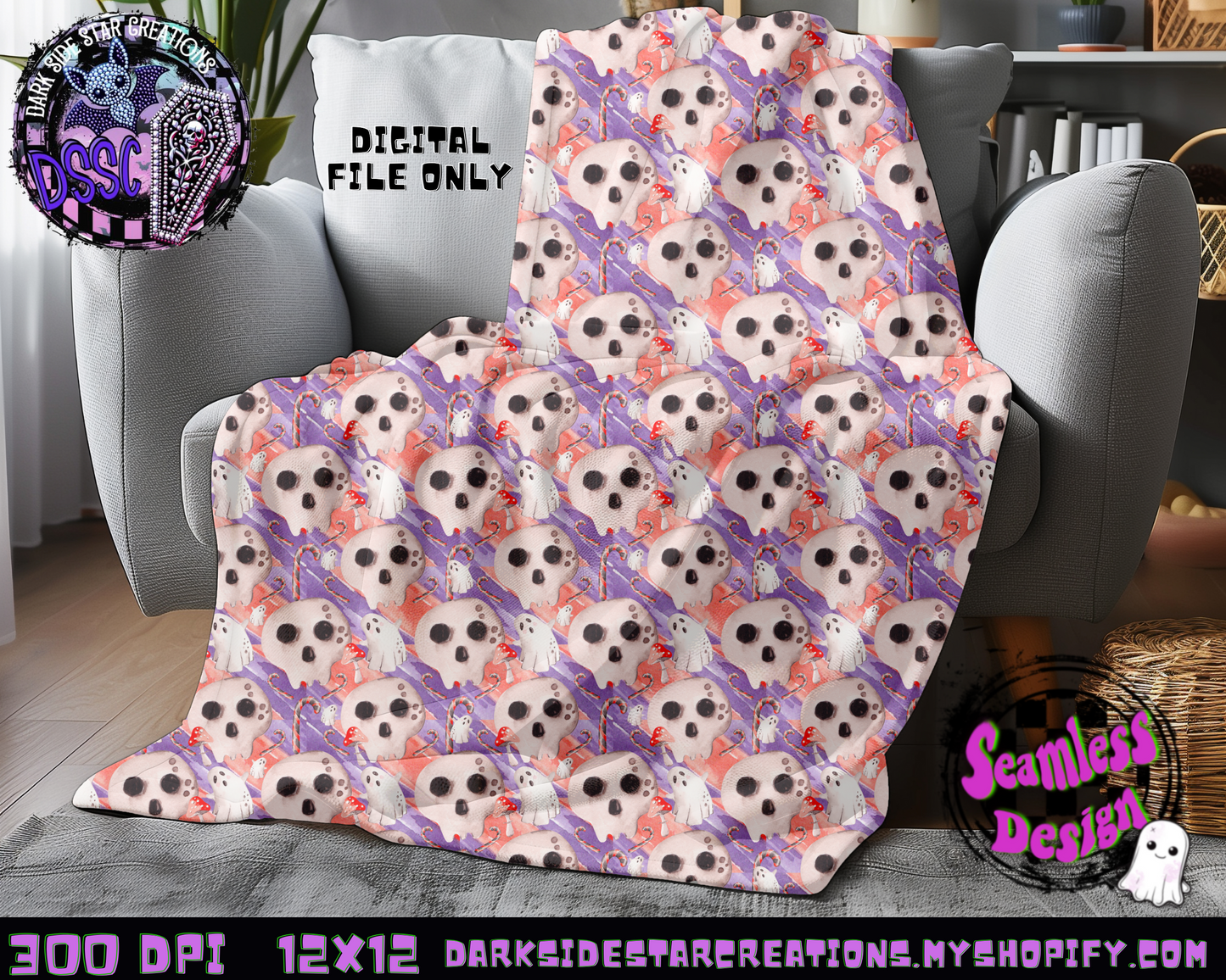 Watercolor Creepmas Seamless Design PNG | 300 DPI | 12X12 | Seamless | PNG | Digital Files Only (3 Sizes Included)