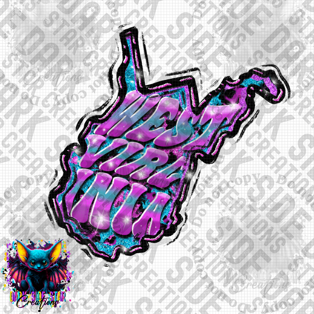 Funky Color West Virginia State Shape PNG | 300 DPI | PNG | Digital Files Only (1)