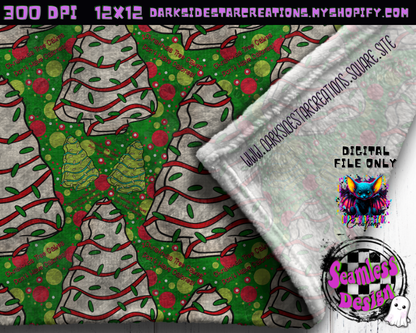 Christmas Tree Cakes Green Seamless Design PNG | 300 DPI | 12X12 | Seamless | PNG | Digital Files Only (3 Sizes Included)