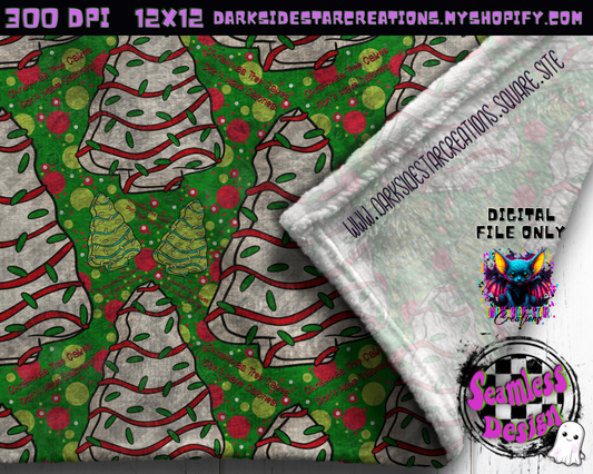 Christmas Tree Cakes Green Seamless Design PNG | 300 DPI | 12X12 | Seamless | PNG | Digital Files Only (3 Sizes Included)