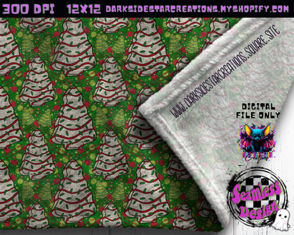 Christmas Tree Cakes Green Seamless Design PNG | 300 DPI | 12X12 | Seamless | PNG | Digital Files Only (3 Sizes Included)