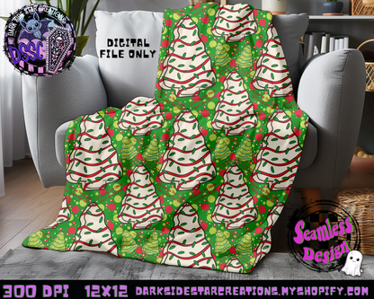 Christmas Tree Cakes Green Seamless Design PNG | 300 DPI | 12X12 | Seamless | PNG | Digital Files Only (3 Sizes Included)