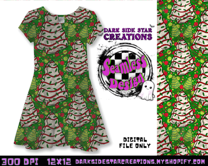 Christmas Tree Cakes Green Seamless Design PNG | 300 DPI | 12X12 | Seamless | PNG | Digital Files Only (3 Sizes Included)