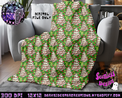 Christmas Tree Cakes Green Seamless Design PNG | 300 DPI | 12X12 | Seamless | PNG | Digital Files Only (3 Sizes Included)