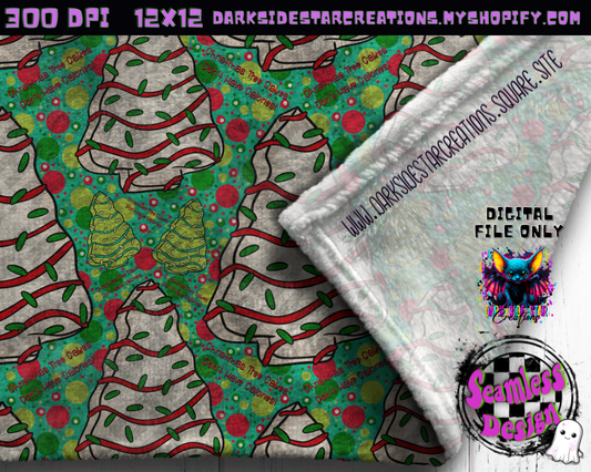 Christmas Tree Cakes Mint Seamless Design PNG | 300 DPI | 12X12 | Seamless | PNG | Digital Files Only (3 Sizes Included)