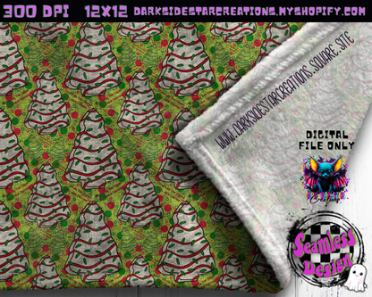 Christmas Tree Cakes Lime Green Seamless Design PNG | 300 DPI | 12X12 | Seamless | PNG | Digital Files Only (3 Sizes Included)