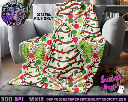 Christmas Tree Cakes Transparent Seamless Design PNG | 300 DPI | 12X12 | Seamless | PNG | Digital Files Only (3 Sizes Included)