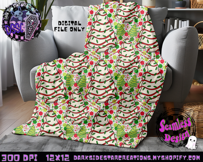 Christmas Tree Cakes Transparent Seamless Design PNG | 300 DPI | 12X12 | Seamless | PNG | Digital Files Only (3 Sizes Included)