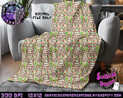 Christmas Tree Cakes Transparent Seamless Design PNG | 300 DPI | 12X12 | Seamless | PNG | Digital Files Only (3 Sizes Included)