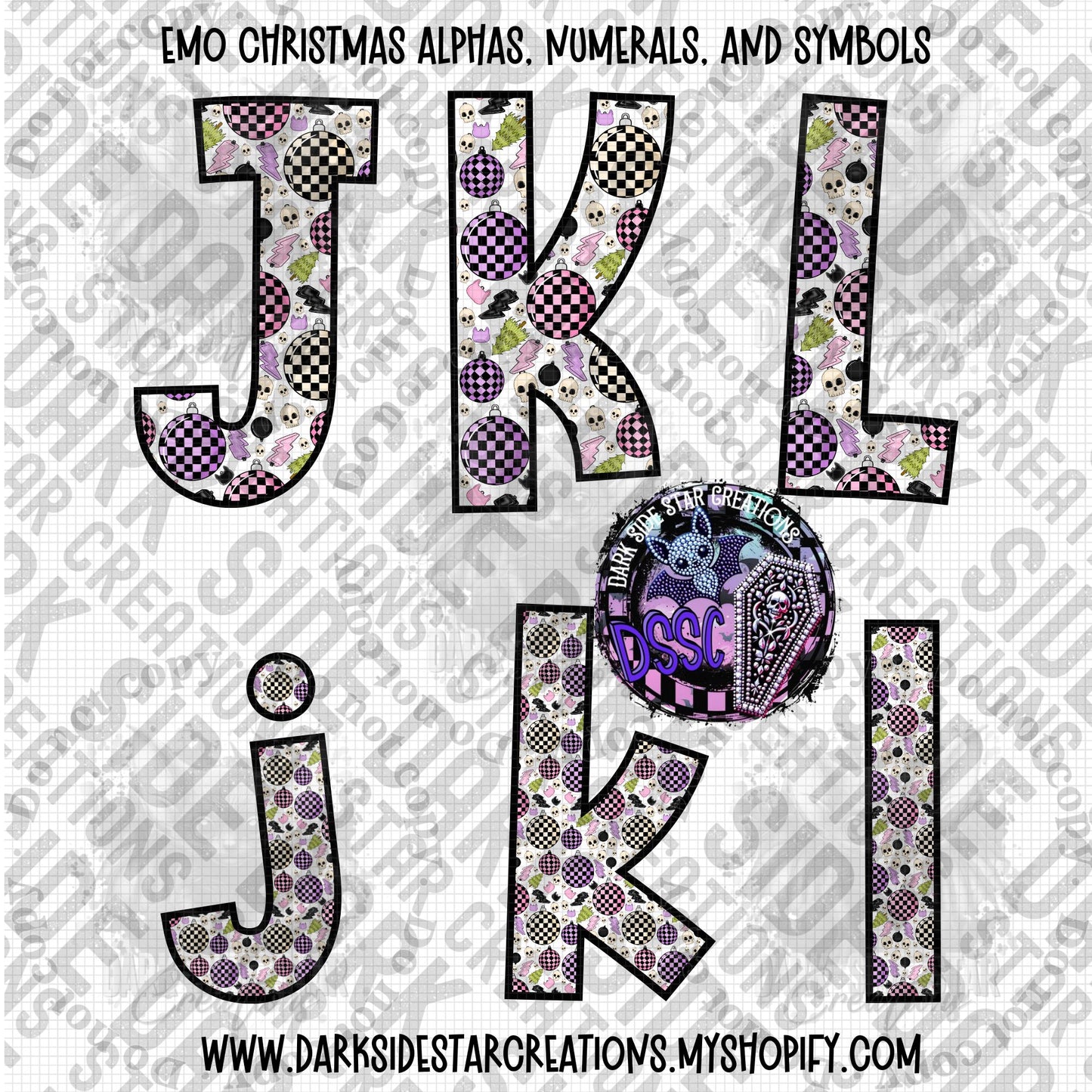 Emo Christmas Alpha, Numeral, And Symbol Set | 300 DPI | Transparent PNG | Alpha Set | Number Set |  A-Z Included | Uppercase | Lowercase | 0-9 Included | Symbols |(68 Included)