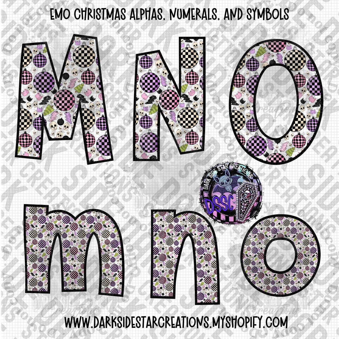 Emo Christmas Alpha, Numeral, And Symbol Set | 300 DPI | Transparent PNG | Alpha Set | Number Set |  A-Z Included | Uppercase | Lowercase | 0-9 Included | Symbols |(68 Included)