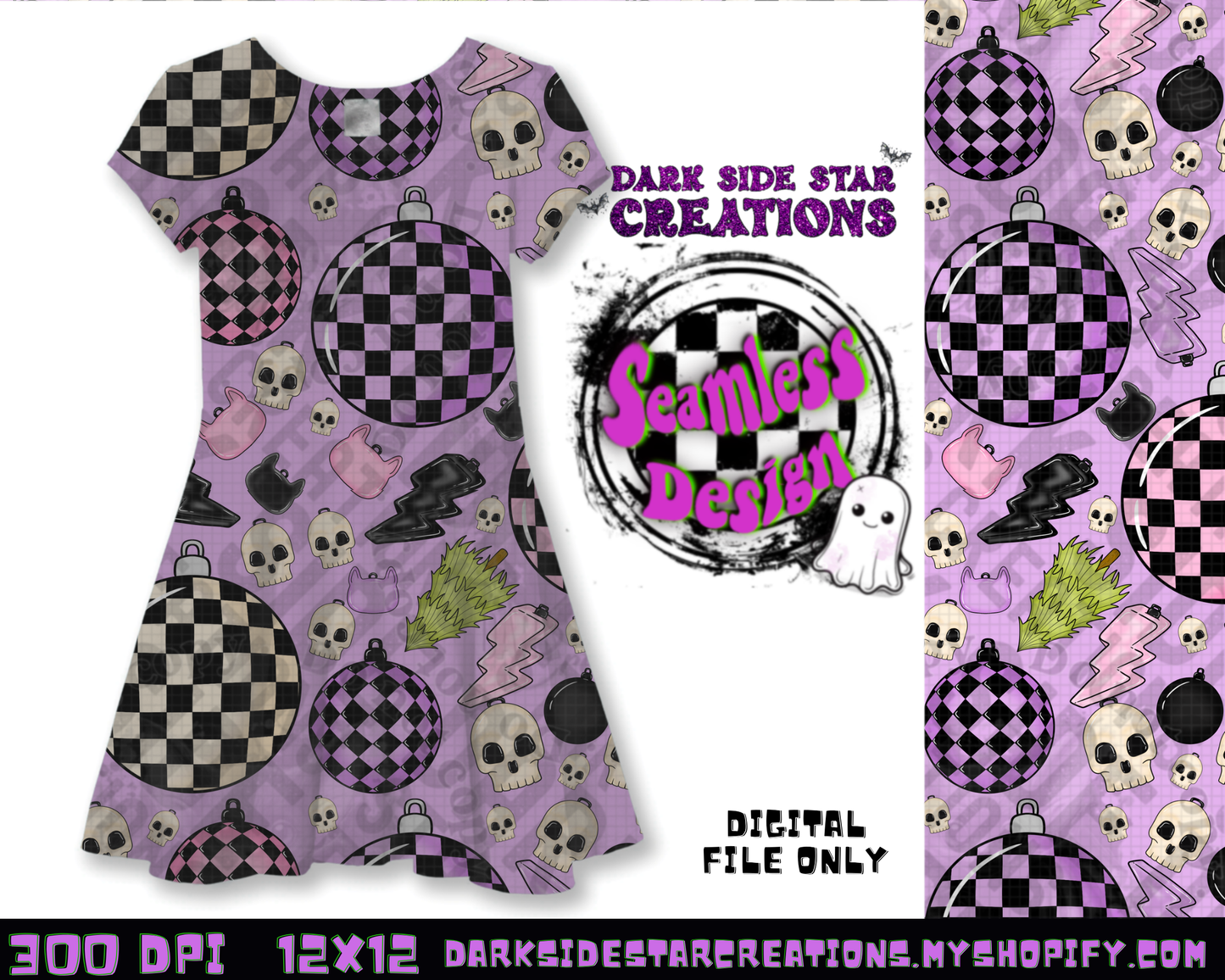 Emo Christmas Seamless Lavender Designs PNG | 300 DPI | 12X12 | Seamless | PNG | Digital Files Only ( 3 Sizes Included)