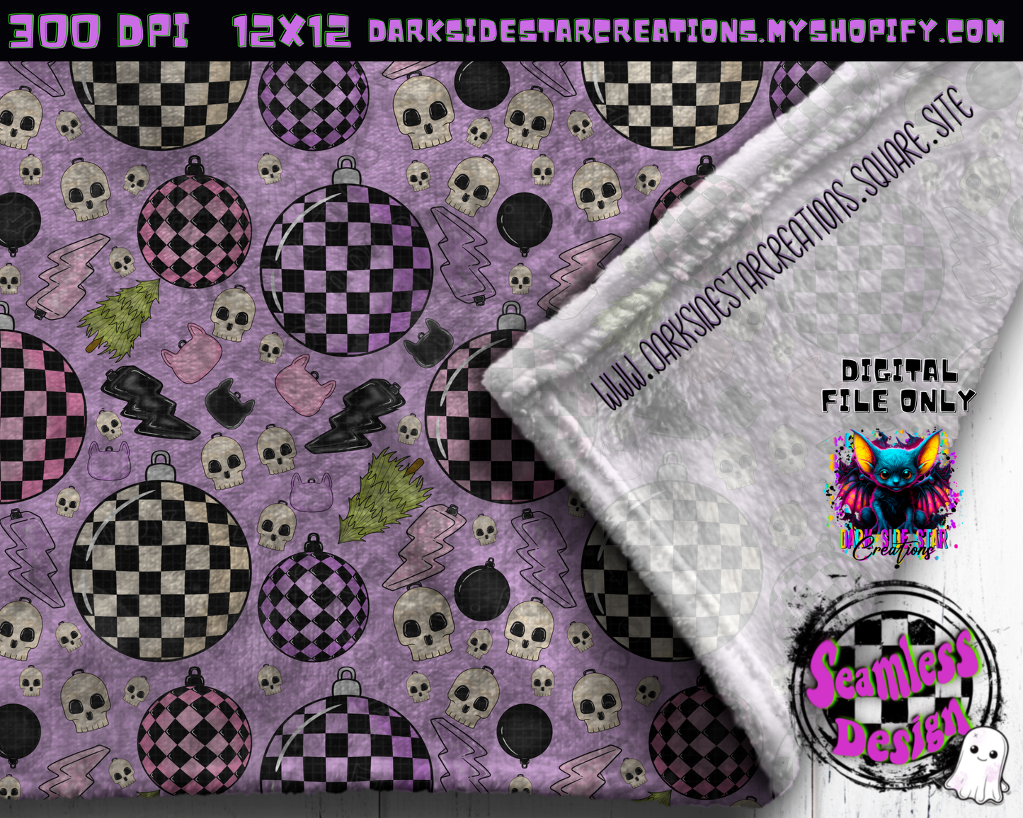 Emo Christmas Seamless Lavender Designs PNG | 300 DPI | 12X12 | Seamless | PNG | Digital Files Only ( 3 Sizes Included)