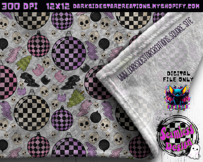 Emo Christmas Seamless White Designs PNG | 300 DPI | 12X12 | Seamless | PNG | Digital Files Only ( 3 Sizes Included)