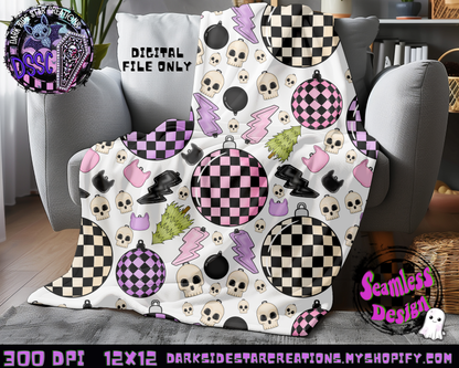 Emo Christmas Seamless White Designs PNG | 300 DPI | 12X12 | Seamless | PNG | Digital Files Only ( 3 Sizes Included)