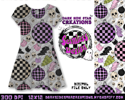 Emo Christmas Seamless White Designs PNG | 300 DPI | 12X12 | Seamless | PNG | Digital Files Only ( 3 Sizes Included)
