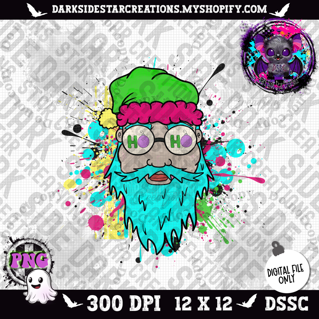 Neon Santa PNG | 300 DPI | PNG | Digital Files Only (1)