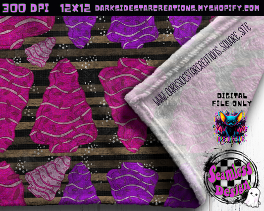 Purple And Pink Christmas Tree Cakes Seamless Design PNG | 300 DPI | 12X12 | Seamless | PNG | Digital Files Only (3 Sizes Included)