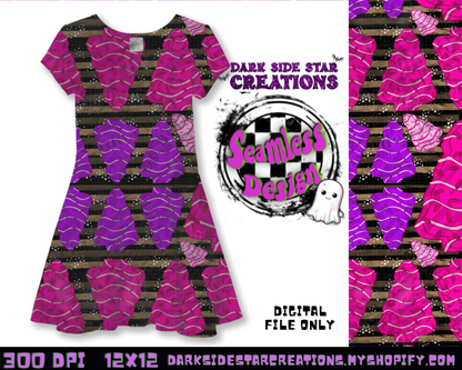 Purple And Pink Christmas Tree Cakes Seamless Design PNG | 300 DPI | 12X12 | Seamless | PNG | Digital Files Only (3 Sizes Included)