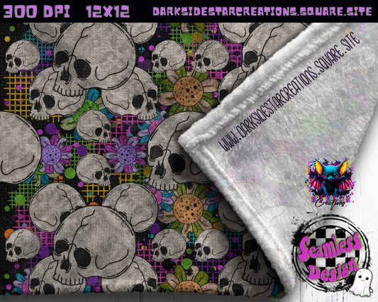 Skellie Skulls Colored Seamless Design PNG | 300 DPI | 12X12 | Seamless | PNG | Digital Files Only ( 3 Sizes Included)