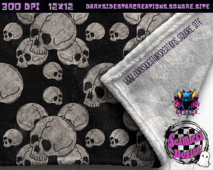 Skellie Skulls Black And White Seamless Design PNG | 300 DPI | 12X12 | Seamless | PNG | Digital Files Only (1)