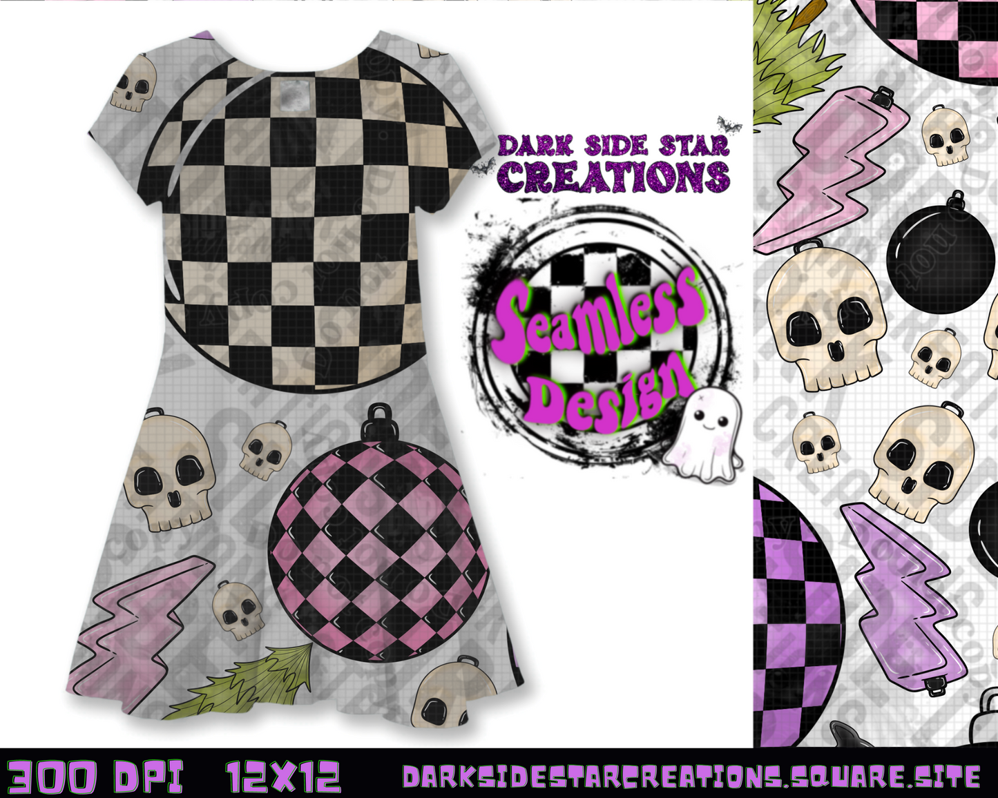 Emo Christmas Seamless Transparent Designs PNG | 300 DPI | 12X12 | Seamless | PNG | Digital Files Only ( 3 Sizes Included)