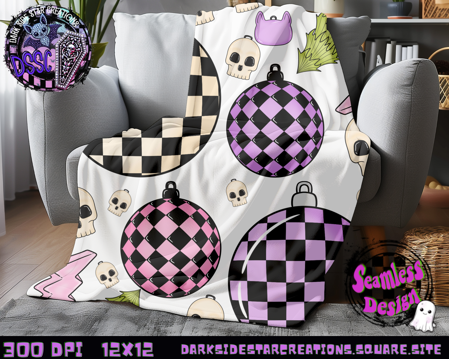 Emo Christmas Seamless Transparent Designs PNG | 300 DPI | 12X12 | Seamless | PNG | Digital Files Only ( 3 Sizes Included)