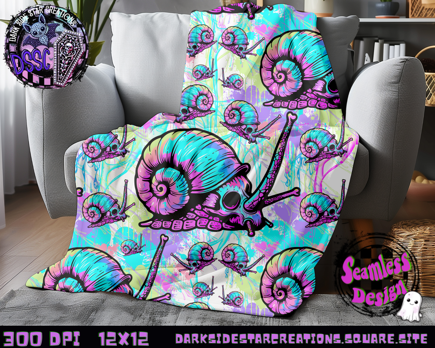 Snail Trail Seamless Design PNG | 300 DPI | 12X12 | Seamless | PNG | Digital Files Only (2 Sizes Included)