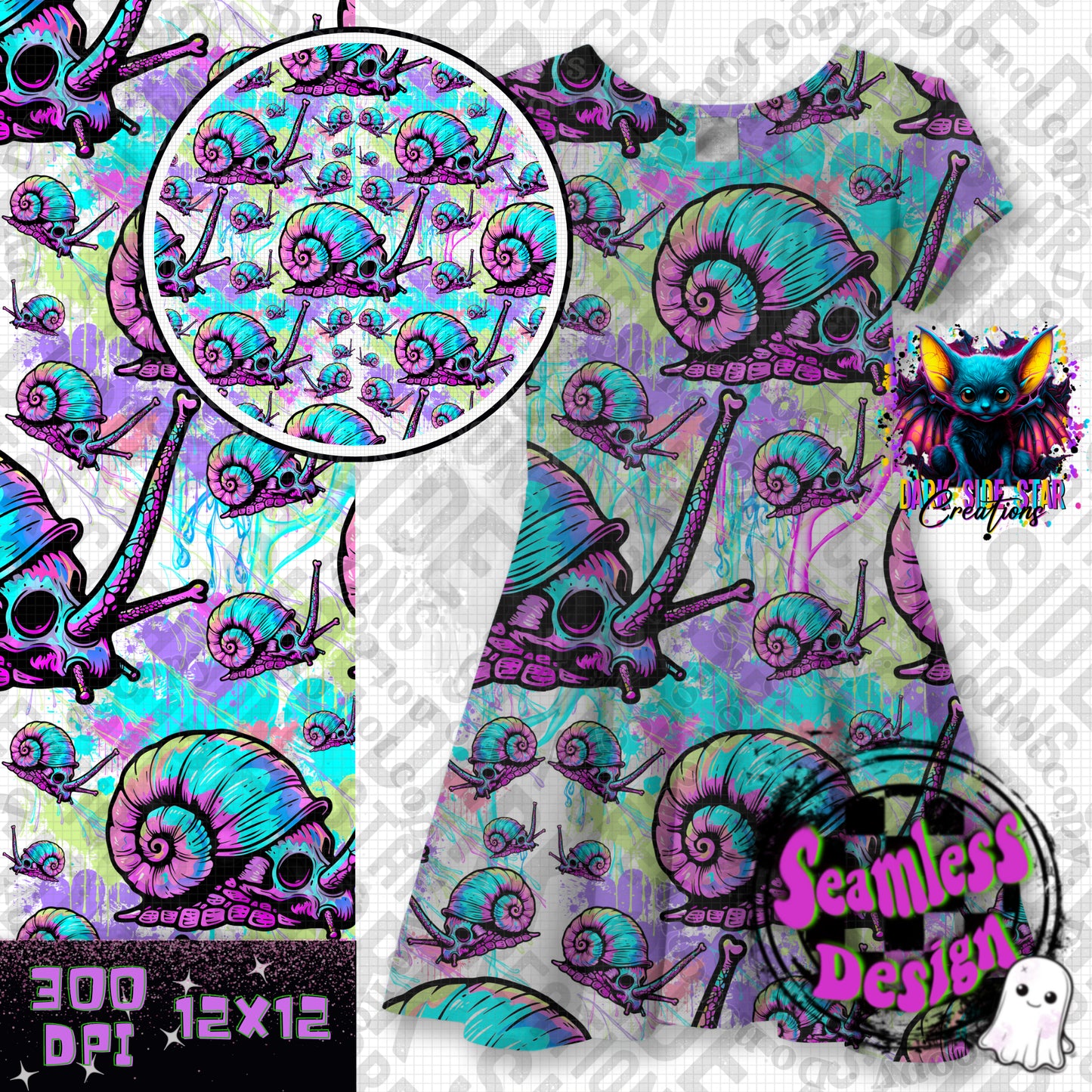 Snail Trail Seamless Design PNG | 300 DPI | 12X12 | Seamless | PNG | Digital Files Only (2 Sizes Included)