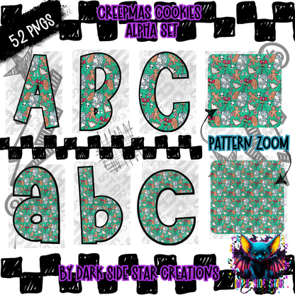 Creepmas Cookies Alpha Set | 300 DPI | Transparent PNG | Clipart & Elements | Alpha Set | A-Z Included | Uppercase | Lowercase |(52 Included)